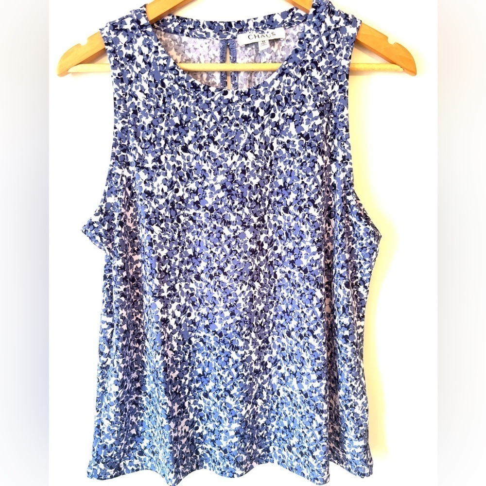 CHAUS Sleeveless Floral/Abstract Print Blouse